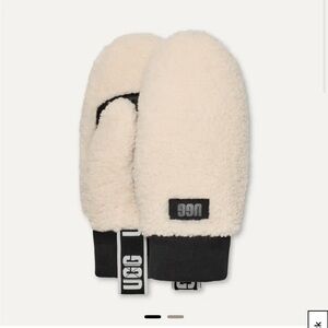 UGG Cream and Black Shearling Mittens